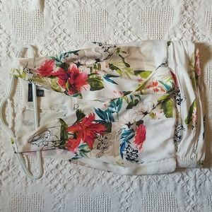 White House Black Market XS floral faux wrap blouse